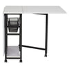 Mesa de corte de telas con ruedas y espacio de almacenamiento, 76 cm, color carbón / blanco