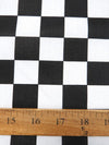 Poly Cotton Printed Fabric Square Checkered / Black/White / Sold By The Yard