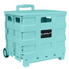 Carrito plegable con ruedas para manualidades y tapa – Azul turquesa