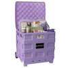 Carrito plegable de plástico con ruedas para manualidades, morado