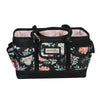Organizador de manualidades «Deluxe Store & Tote», negro y con estampado floral