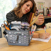 Collapsible Desktop Craft Caddy, Purple Flowers