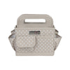 Caja plegable para manualidades de escritorio, color beige con lunares