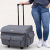 Maleta plegable con ruedas para guardar la máquina de coser Everything Mary XXL de 4 ruedas, gris jaspeado