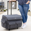 Maleta plegable con ruedas para guardar la máquina de coser Everything Mary XXL de 4 ruedas, gris jaspeado