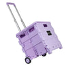 Carrito plegable de plástico con ruedas para manualidades, morado
