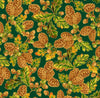 Acorns Pinecones Leaves On Forest Green 100% Cotton