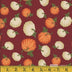 Calado de otoño con calabazas sobre tela de algodón 100 % color burdeos. Se vende por yardas.