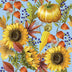 Pumpkins and Sunflowers on Blue 100% Cotton Fabric