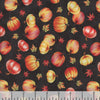 Tela de algodón 100 % con diseño de calabazas sobre fondo negro