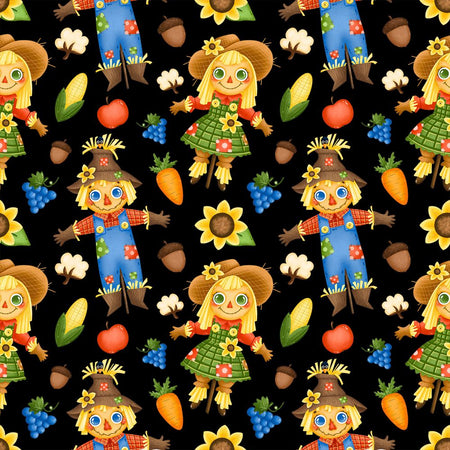«Scarecrows Fall Friends» en negro, 100 % algodón