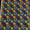 Halloween Pumpkin Skull Spiderweb on Blue 100% Cotton Fabric