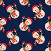 Muñecos de nieve saludando en Navidad sobre fondo azul, 100 % algodón