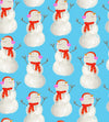 Lo mejor de Navidad: muñeco de nieve sobre fondo azul, 100 % algodón. Precio por yarda