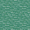 Christmas Words Text on Green Holiday Cheer 100% Cotton Price Per Yard