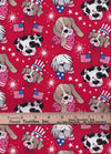 Patriotic Pups on Red Dogs 100% Cotton Fabric Price Per Yard