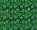 Christmas Snowflakes on Blended Green 100% Cotton Fabric Price per yard