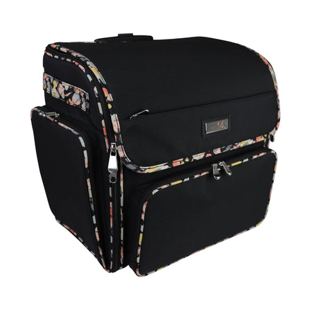 Deluxe Collapsible Rolling Craft Case, Black & Floral
