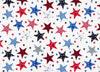 Estrellas y rayas patrióticas sobre fondo blanco, 100 % algodón. Precio por yarda