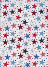 Estrellas y rayas patrióticas sobre fondo blanco, 100 % algodón. Precio por yarda
