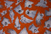Halloween Spooky Flying Ghosts on Orange 100% Cotton Fabric Price Per Yard