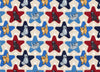Gatos patrióticos con estrellas sobre fondo blanco, 100 % algodón. Precio por yarda.