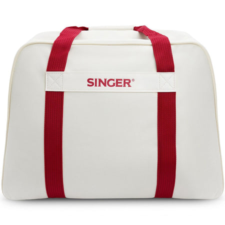 SINGER® Cream/Red Universal Tote Bag -- Product Image