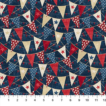 Tela «Multi Navy Bunting» de American Heartland Cotton, 44"/45", por yarda