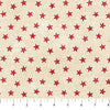 Tela de algodón «American Heartland» en color rojo crema con estrellas, 44"/45", por yarda