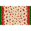 Christmas 60 " Wide Poinsettia Double Border on Cream 100% Cotton Fabric Price per Yard