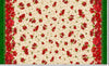Christmas 60 " Wide Poinsettia Double Border on Cream 100% Cotton Fabric Price per Yard