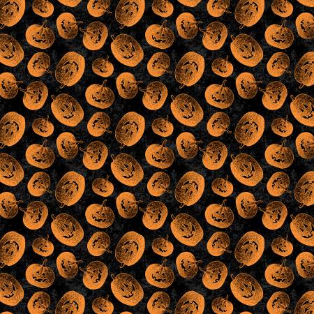 Calabazas de Halloween de color naranja sobre fondo negro