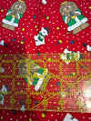 Christmas Vintage Lions Polar Bears on Red 100% Lightweight Cotton Price per Yard