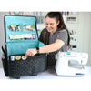 Rolling Sewing Machine Tote, Black & White Triangle Bag with Wheels & Telescoping Handle