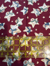 Vintage Snowmen Stars on Red 100% Lightweight Cotton Price per Yard