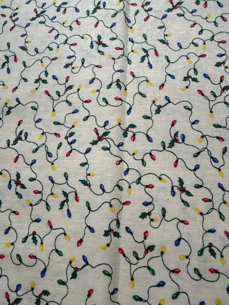 Christmas Vintage Lights on Cream 100% Lightweight Cotton Price per Yard