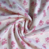 Polar Fleece Fabric Pink Paw Print- Sold by the Yard
