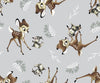 Manta para cuna de Disney con motivos de Bambi y Thumper sobre fondo blanco, 100 % algodón. Precio por yarda.
