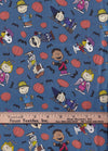 Peanuts de Halloween disfrazados, sobre fondo azul, 100 % algodón. Precio por yarda