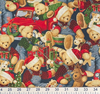 Christmas Blue Jean Teddy 100% Cotton Fabric Price per Yard