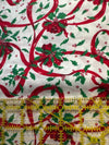 Christmas Vintage Holly Ribbons on Cream 100% Lightweight Cotton Price per Yard