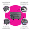 Maleta plegable con ruedas para guardar la máquina de coser Everything Mary XXL de 4 ruedas, gris jaspeado