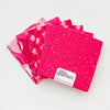 6 Fat Quarters - 3 Prints x 2 of Each Pink Scallop Constellation 100% Cotton Precut