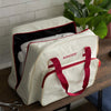 SINGER® Cream/Red Universal Tote Bag -- Product Image
