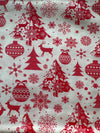 Christmas Trees Snowflakes Deer on White 100% Cotton Price per Yard