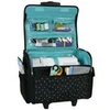 Rolling Sewing Machine Tote, Black & White Triangle Bag with Wheels & Telescoping Handle