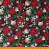 Adornos navideños dorados de doble cara y preacolchados con motivos de flores de pascua y cuadros, vendidos por yardas