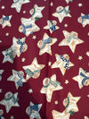 Vintage Snowmen Stars on Red 100% Lightweight Cotton Price per Yard