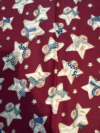 Vintage Snowmen Stars on Red 100% Lightweight Cotton Price per Yard