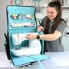 Rolling Sewing Machine Tote, Black & White Triangle Bag with Wheels & Telescoping Handle
